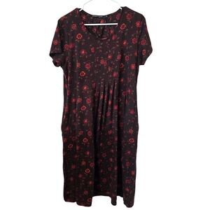Gudrun Sjoden Womens Vanja Floral Dress Size Large Brown Organic Cotton